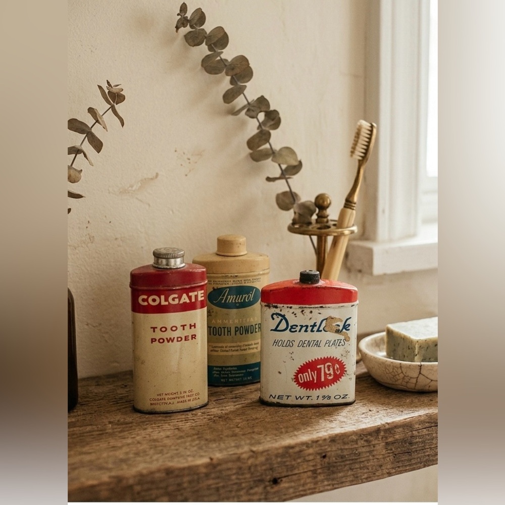 Vintage Tooth Powder Tins Set of 3 - Colgate, Amuról, Dentlock